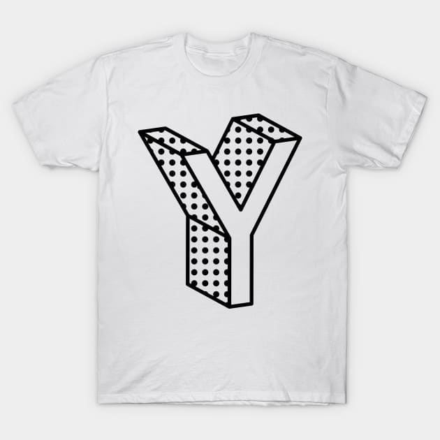 3D Ben Day Dot Isometric Letter Y T-Shirt by murialbezanson